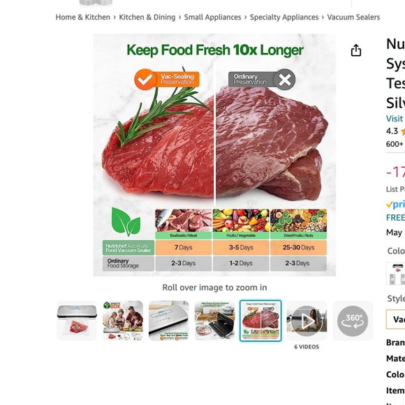NutriChef PKVS Sealer + Big Box of Food Saver Bags - Picture 5 of 12